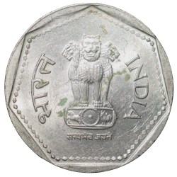Alternative view of Copper-Nickel 1 Rupee of Republic India (AD1989) of Noida Mint with Security Edge About UNC
