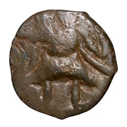 Copper Fractional Coin of Vasudev(AD 190-230) of Kushan Dynasty Shiv & Nandi Type