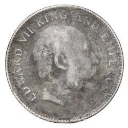 Silver 1/4 Rupee of Edward VII (AD 1910) of Calcutta Mint