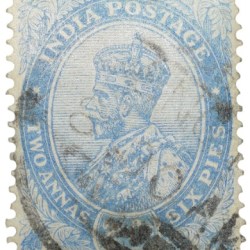 Postal Stamp of George V 2 Annas 6 Pies Blue Colour - Used Condition as per image.