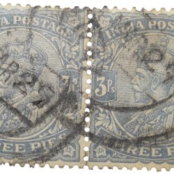Postal Stamp of George V 3 Pies Slate Colour - Block of 2 Stamps - Used Condition as per image.