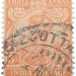 Postal Stamp of George V 3 Annas Orange Colour - Used Condition as per image.