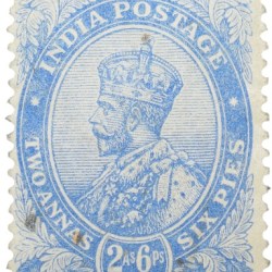 Postal Stamp of George V 2 Annas 6 Pies Blue Colour - Used Condition as per image.