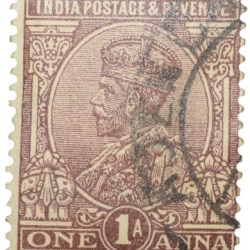 Postal Stamp of George V 1 Anna Brown Colour - Used Condition as per image.
