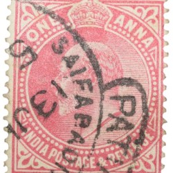 Postal Stamp of Edward VII 1 Anna Pink Clour - Used Condition as per image.