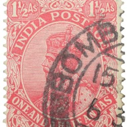 Postal Stamp of George V 1-1/2 Anna Pink Colour - Used Condition as per image.
