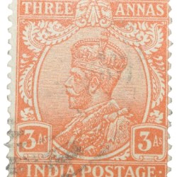 Postal Stamp of George V 3 Annas Orange Colour - Used Condition as per image.