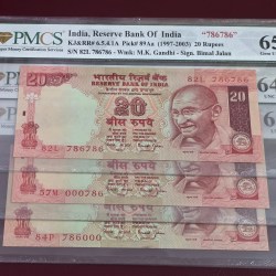 20rs 3 notes set 786000, 000786, 786786 signed by Bimal. Scarce issue