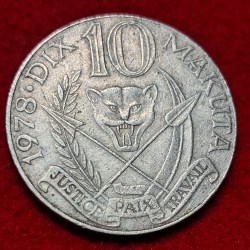 1978 Zaire 10 Makuta coin