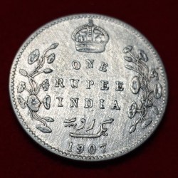 Alternative view of ONE RUPEE 1907 EDWARD VII KING AND EMPEROR COIN SKU 02