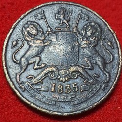 Alternative view of British India HALF ANNA Year 1835 EAST INDIA COMPANY