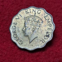 1 ANNA 1943 GEORGE VI KING EMPEROR COIN
