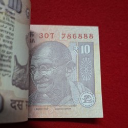 Alternative view of 10 RUPEE PACKET STARTING 786 GEM UNC CONDITION SERIAL NO. 786801