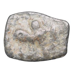 Lead Coin of Western Kshatrapa - Rudrasena III? (3rd Cen. AD) with Bull walking Right/3-Arched Hill Rare