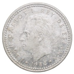 Aluminium 1 Peseta of Spain Country(AD 1988) Juan Carlos I with Crowned Shield