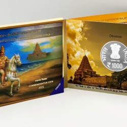 1000 Years of Naval Expedition of Emperor Rajendra Chola – I (40 GRAM SILVER ) Denomination of ₹ 1000 Proof -Folder Packing
