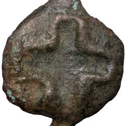 Copper Karshapana of Vidarbha Region(3rd-2nd Cen.BC) of Mauryan Dynasty with Hollow-Cross/3-Arched Hill