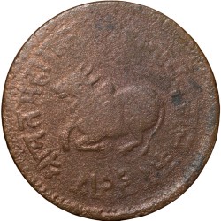 Copper 1/4 Anna of Shivaji Rao Holkar(AD 1886-1903) of Indore State Nandi Seated Type