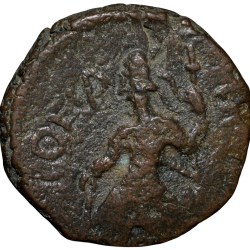 Copper 1-1/2 Drachm of Kanishka I (AD 127-140) of Kushan Dynasty with 'NANA' Greek Deity Rare