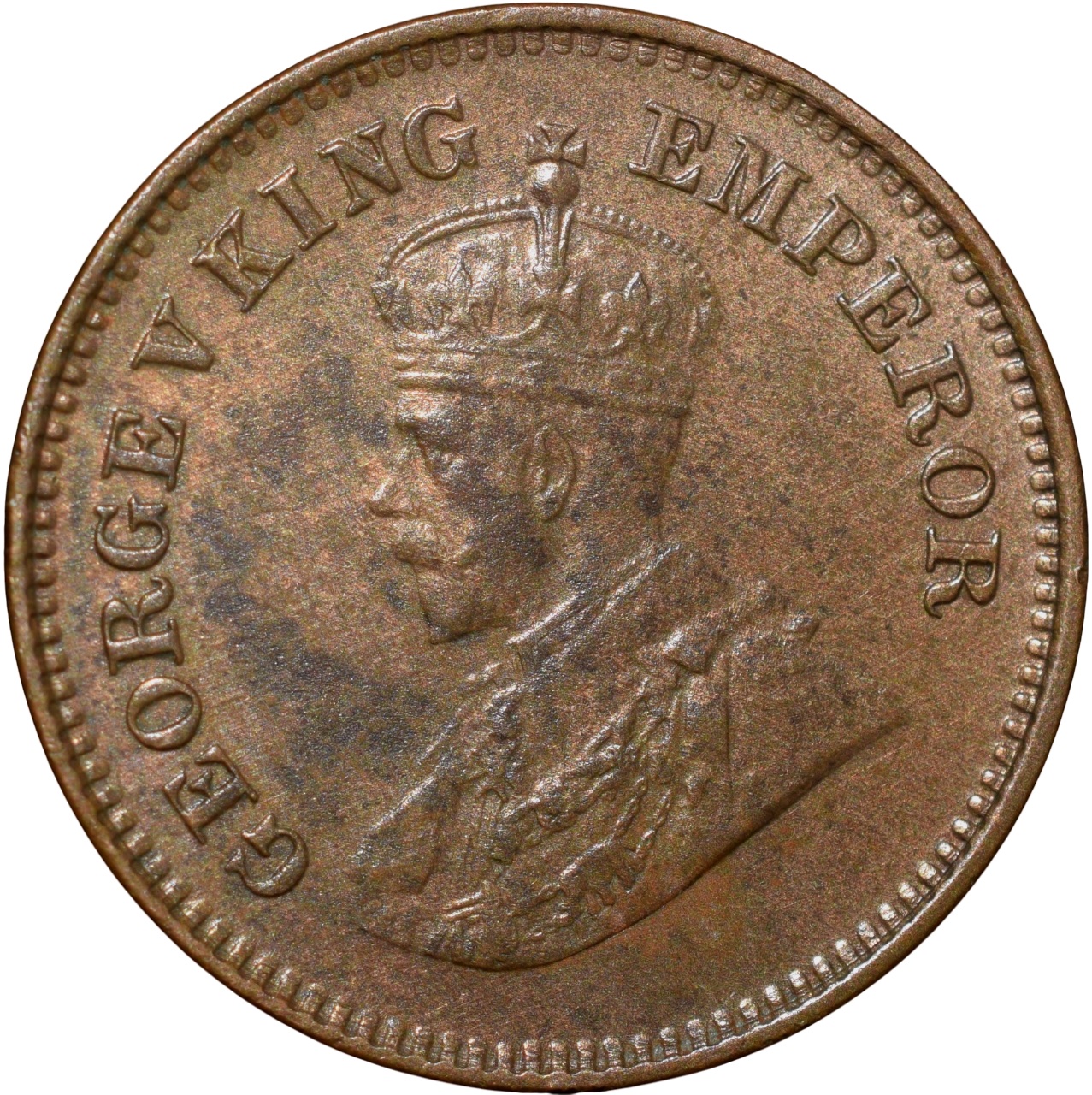 Bronze 1/2 Pice of George V (AD 1936) of Calcutta Mint Beautiful Grade