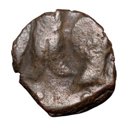Alternative view of Copper Fractional Coin of Vasudev(AD 190-230) of Kushan Dynasty Shiv & Nandi Type