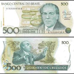 Brazil 500 Cruzeiros World Banknote 1988 ND P212d UNC, Commemorative 100th Anniversary of Birthday of Villa Lobos (1887-1987) Unique and Rare