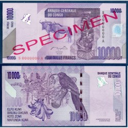 Congo P103s Neuf Billet specimen de 10000 Francs 2006 Buffles World Banknote Specimen Collection Unique