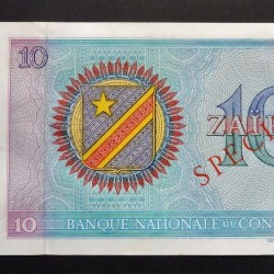 Alternative view of Congo Democratic Republic 10 Zaires Specimen 30 6 1971 Pick 15 s UNC Uncirculated Ref 3 World Banknote Specimen Unique and Rare