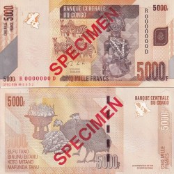 Congo 5000 Francs 2013 P 102 Specimen UNC World Banknote Specimen Unique and Rare