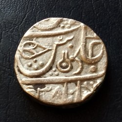 PRINCELY STATE Indore, Ahalya Bai (AH 1179-1210/1765-1795 AD), Maheshwar mint, Silver Rupee, 1207 AH, In the name of Shah Alam II, Obv: king title, Rev: bilva leaf, lingam, manus maimanat sanah julus, 11.30g, 21.08mm, about extremely fine Rare. Same and similar piece available