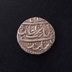Alternative view of INDIA🇮🇳PRESIDENCY. ........ BHARATPUR STATE RARE Bharatpur, Mahe Indrapur Mint, Silver Rupee, , In the name of Shah Alam II, Obv: "saya-e-fazle-elah" couplet, Rev: sana julus zarb, 11.00g, 22.30mm, CONDITION. Excellent Same and similar piece available