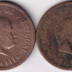 Portuguese India 1/2 Tanga 1901 and 1903 Two Coins Set