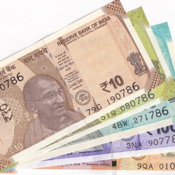New Series 786 Ending 10 to 200 Rupees Five Notes Set Unc