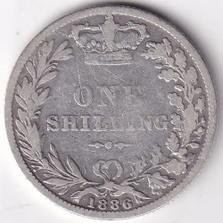 United Kingdom 1 Shilling 1886 Victoria Silver Ex Rare Coin