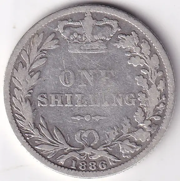 United Kingdom 1 Shilling 1886 Victoria Silver Ex Rare Coin