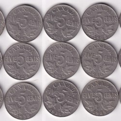 Canada 1922 to 1936 Nickel Five Cents Collection George V King Ex Rare