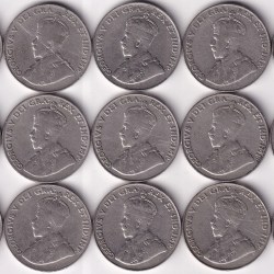 Alternative view of Canada 1922 to 1936 Nickel Five Cents Collection George V King Ex Rare