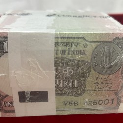 Rare 1 Rupee 2019 Rare Date gov…Subhash garg Complete RIM Sealed Mint Packed 1000 Notes GEM UNC
