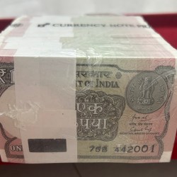 Rare 1 Rupee 2019 Rare Date gov…Subhash garg Complete RIM Sealed Mint Packed 1000 Notes GEM UNC