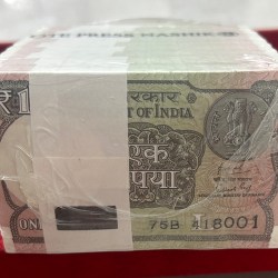 Rare 1 Rupee 2019 Rare Date gov…Subhash garg Complete RIM Sealed Mint Packed 1000 Notes GEM UNC