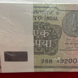 Rare 1 Rupee 2019 Rare Date gov…Subhash garg Complete RIM Sealed Mint Packed 1000 Notes GEM UNC