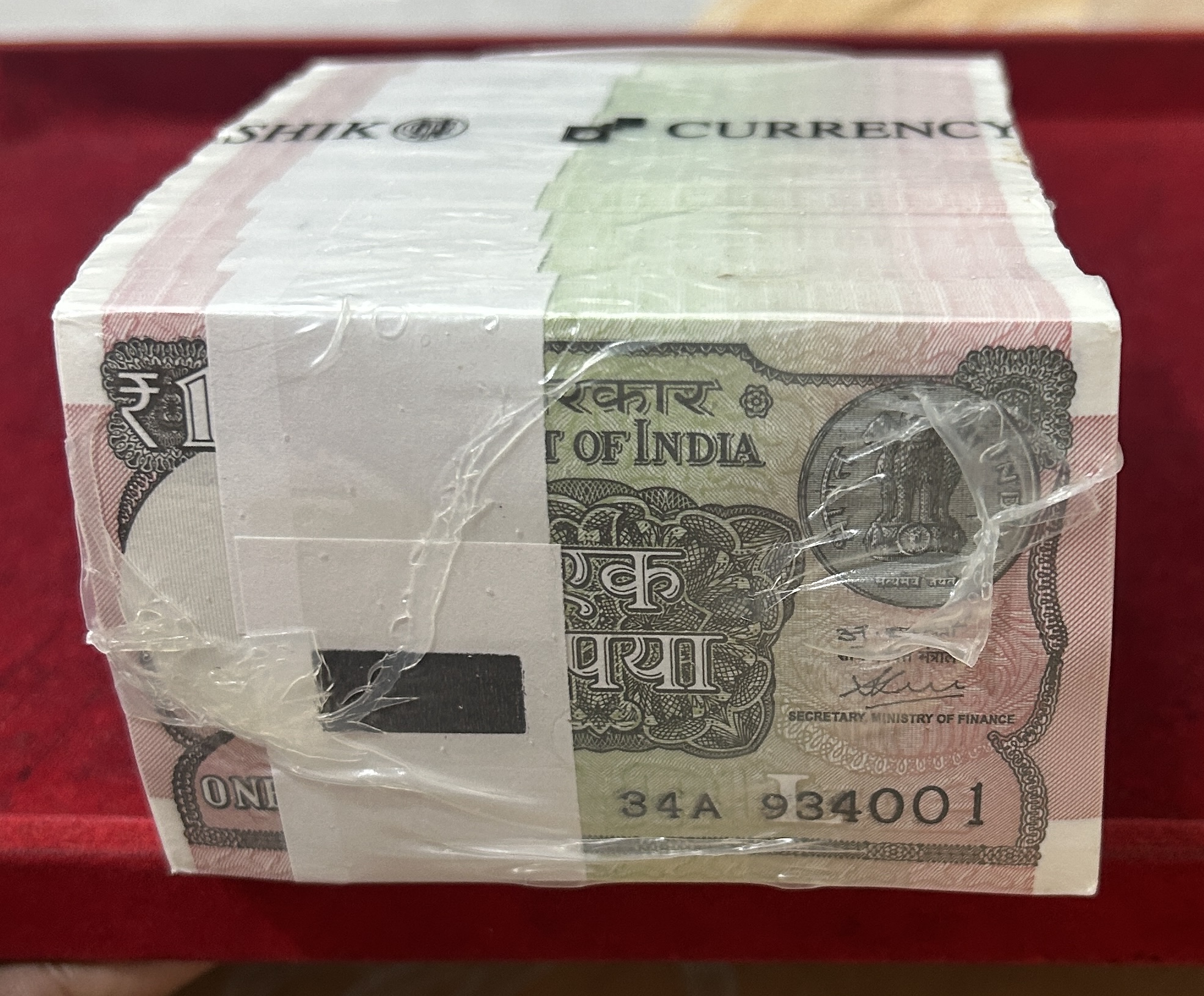 Rare 1 Rupee Rim 2020 Rare Date Complete RIM Sealed Mint Packed 1000 Notes GEM UNC