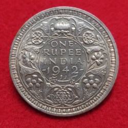 ONE RUPEE COIN GEORGE VI 1942 BOMBAY MINT UNC CONDITION