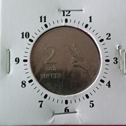 Two Rs FSS 2'o Clock Error Coin 2008 Year Calcutta Mint RBI Mistake Error Coin