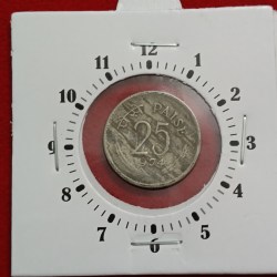 Twenty Five Paise Copper Nickel 10 "o Clock Error Coin 1974 Year Calcutta Mint RBI Mistake Coin