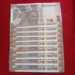 Ten Rs Holy Number Notes Set 786010-78690 Gem Unc Condition 9 Pcs Given Rare Set
