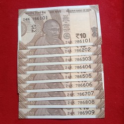 Ten Rs Holy Number Notes Set 786101-786909 Gem Unc Condition 9 Pcs Given Rare Set