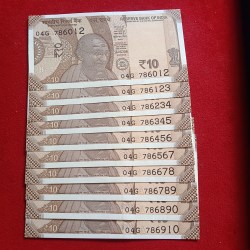 Ten Rs Holy Number Notes Set 786012-786910 Gem Unc Condition 10 Pcs Given Rare Set