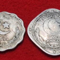 PAKISTAN TWO COIN SET ONE ANNA 1948,TWO ANNA 1951