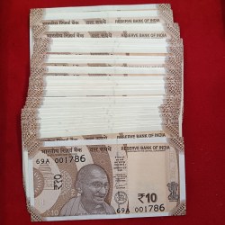 Ex Rare Ten Rs Holy Number Full Set 001786-099786 Serial 99 Pcs Given Gem Unc Condition Notes Republic of India
